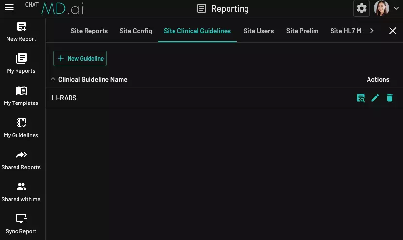 Site clinical guidelines