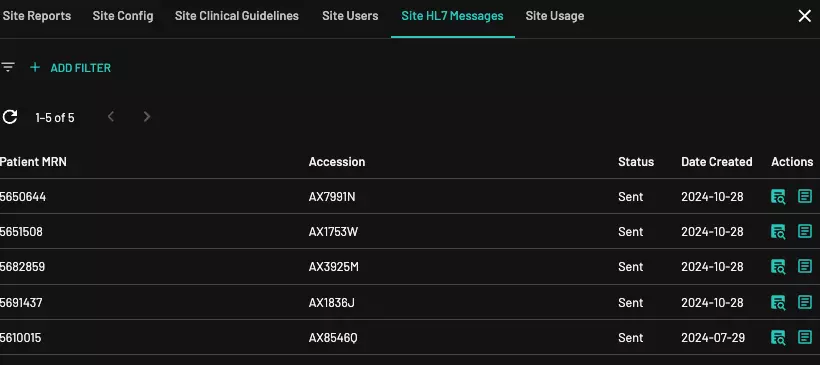 Site HL7 messages