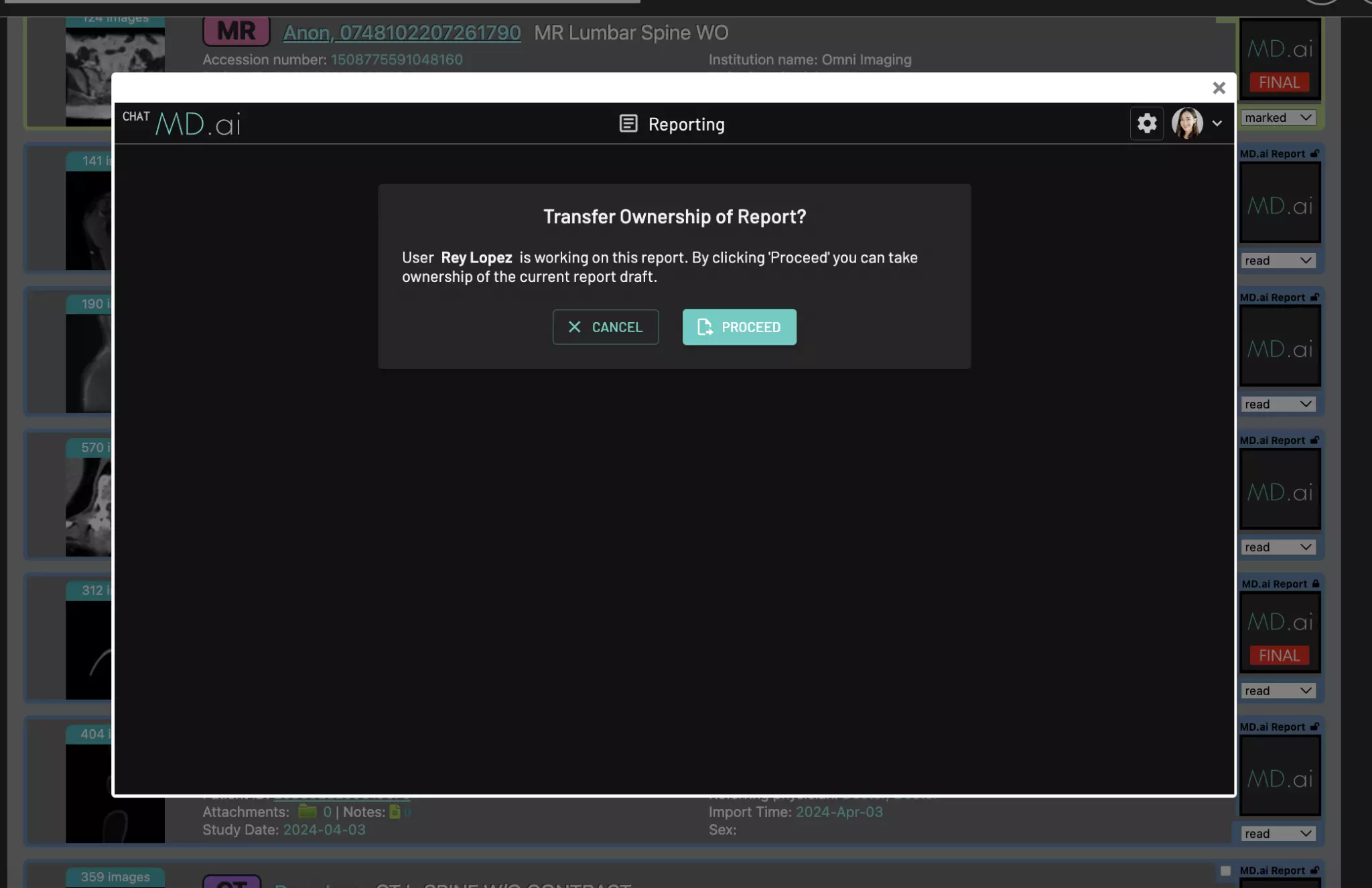 Transfer report ownership