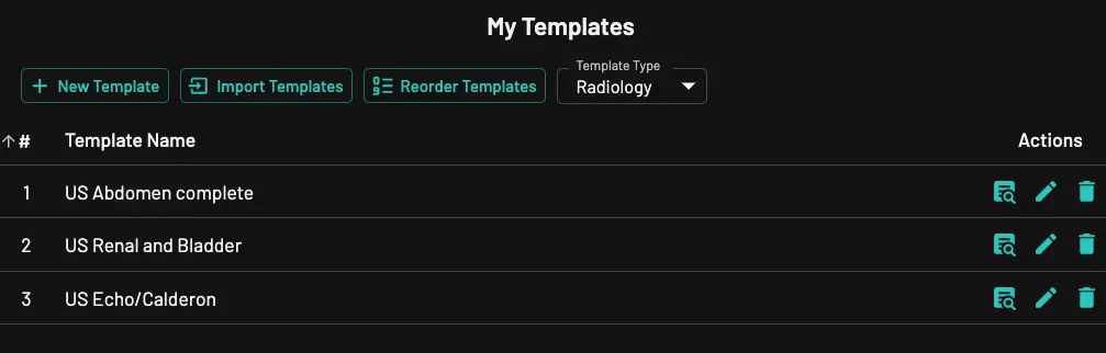 User templates list